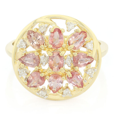 Gouden ring met Onverhitte Padparadscha Saffieren (AMAYANI)