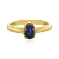Zilveren ring met een blauwe ster saffier