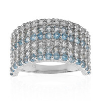 Zilveren ring met witte topaasstenen
