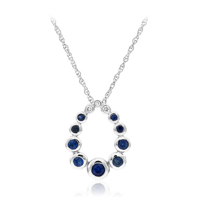 Gouden halsketting met Blauwe Ceylon saffieren