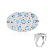 Zilveren ring met Zwitsers-blauwe topaasstenen (de Melo)