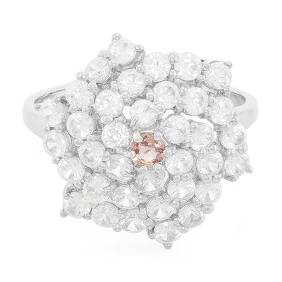 Zilveren ring met een Padparadscha saffier