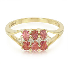 Gouden ring met Onverhitte Padparadscha Saffieren