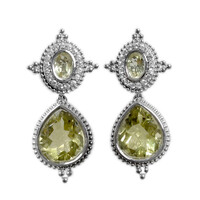Zilveren oorbellen met Ouro Verde kwartskristallen (Dallas Prince Designs)