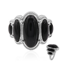 Zilveren ring met een zwarte onyx