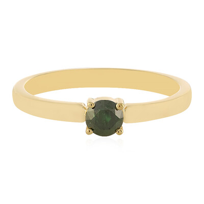 Zilveren ring met een I3 Groene Diamant