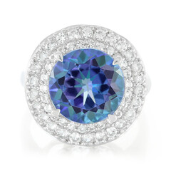 Zilveren ring met een blauwe mystieke-topaas