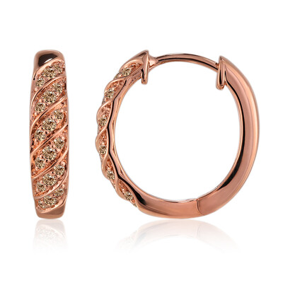 Gouden oorbellen met SI1 Argyle Rose De France Diamanten (Annette)