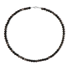 Zilveren halsketting met Zilver Obsidianen