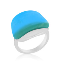 Zilveren ring met een Kingman turkoois (Anne Bever)