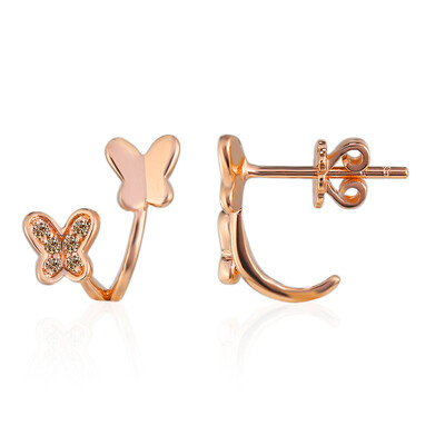 Gouden oorbellen met SI1 Argyle Rose De France Diamanten (Annette)