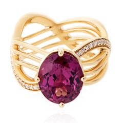 Gouden ring met een AAA framboos rhodoliet (de Melo)