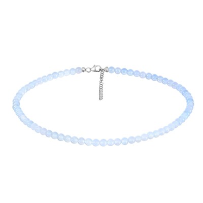 Zilveren halsketting met Blauwe chalcedonen