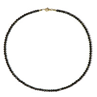 Zilveren halsketting met goud obsidiaanstenen