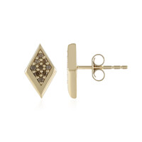 Gouden oorbellen met I2 Bruine Diamanten