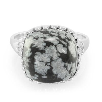 Zilveren ring met een sneeuwvlokken obsidiaan
