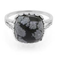 Zilveren ring met een sneeuwvlokken obsidiaan