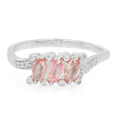 Zilveren ring met Padparadscha saffieren