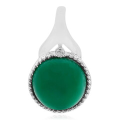 Zilveren hanger met een groene agaat