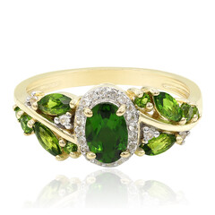 Gouden ring met een Russische diopsied