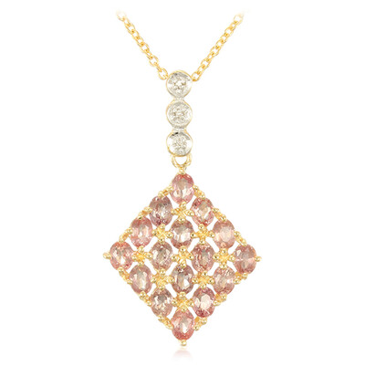 Gouden halsketting met Onverhitte Padparadscha Saffieren (AMAYANI)