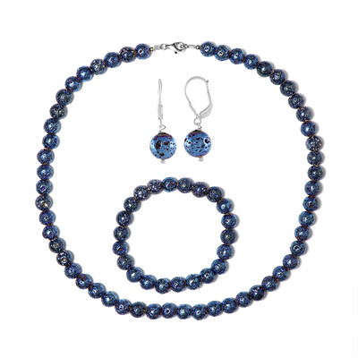 Zilveren set met Blauwe Lavastenen