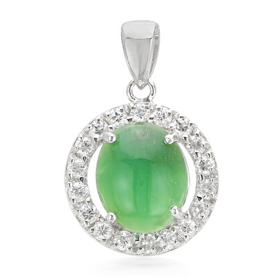 Zilveren hanger met een keizerlijk chrysopraas