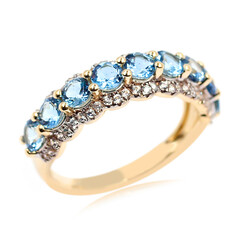 Gouden ring met Ofiki Aquamarijnen