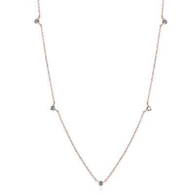 Gouden halsketting met hemel-blauwe I2 diamanten