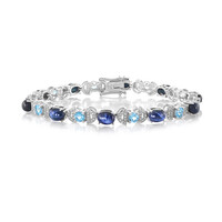 Zilveren armband met blauwe ster saffieren