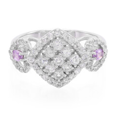 Zilveren ring met Onverhitte Purper Saffieren