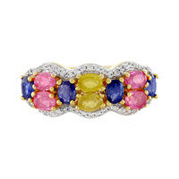 Zilveren ring met Madagaskar Blauwe Saffieren