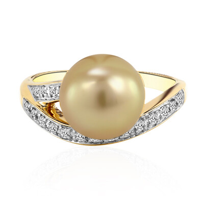 Gouden ring met een gouden zuidzee parel (TPC)