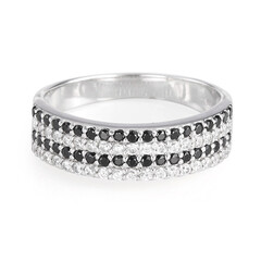 Zilveren ring met zwarte spinelstenen