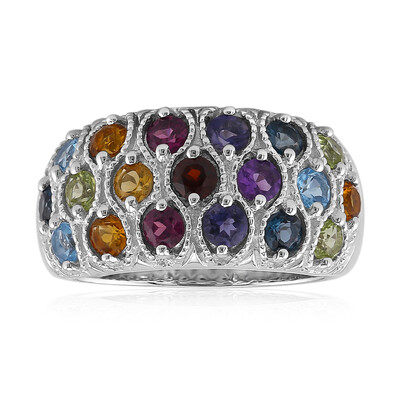 Zilveren ring met Londen-blauwe topaasstenen