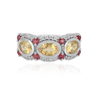 Zilveren ring met gele berillstenen
