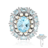 Zilveren ring met een hemel-blauwe topaas