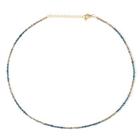 Zilveren halsketting met blauwe diamanten