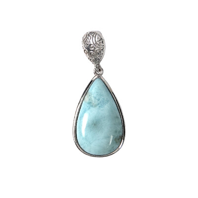 Zilveren hanger met een larimar