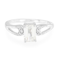 Zilveren ring met een kanariegele kunziet