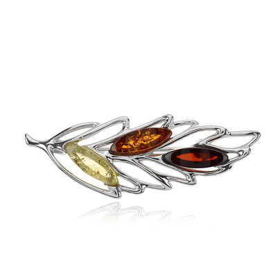 Zilveren broche met barnstenen (dagen)