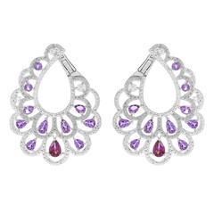 Zilveren oorbellen met rhodolieten (Dallas Prince Designs)