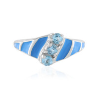 Zilveren ring met Zwitsers-blauwe topaasstenen