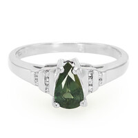 Zilveren ring met een groene saffier