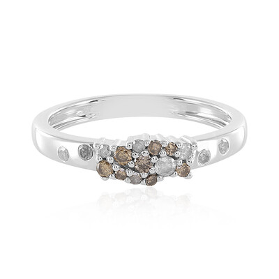 Zilveren ring met een I3 Champagne Diamant