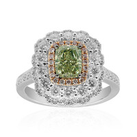 Gouden ring met een SI1 Groene diamant  (CIRARI)