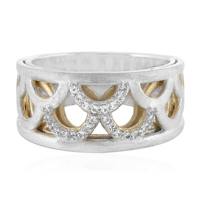 Zilveren ring met witte topaasstenen