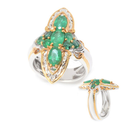 Zilveren ring met Zambia-smaragdstenen (Gems en Vogue)