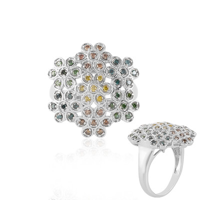 Zilveren ring met I2 Gele Diamanten