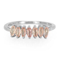 Zilveren ring met Padparadscha saffieren